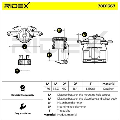 Brake Caliper RIDEX 78B1367 78B1367 - photo 7