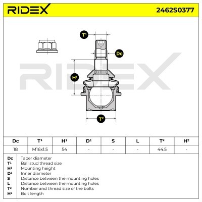 Ball Joint RIDEX 2462S0377 2462S0377 - photo 5