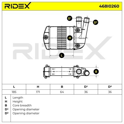 Intercooler, Charger RIDEX 468I0260 468I0260 - photo 7