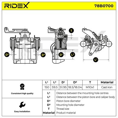 Brake Caliper RIDEX 78B0700 78B0700 - photo 5