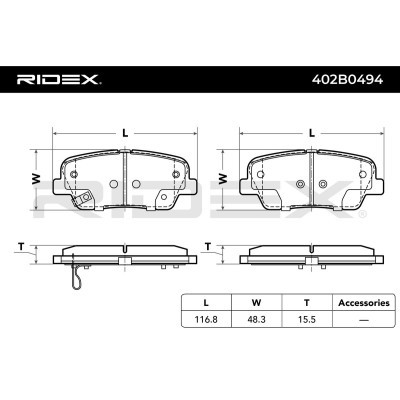 Brake Pads Set RIDEX 402B0494 402B0494 - photo 7