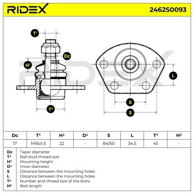 Ball Joint RIDEX 2462S0093 2462S0093 - photo 6