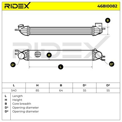 Intercooler, Charger RIDEX 468I0082 468I0082 - photo 6
