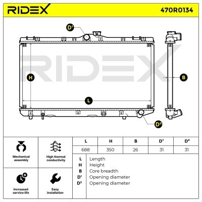 Radiator, Engine Cooling RIDEX 470R0134 470R0134 - photo 2
