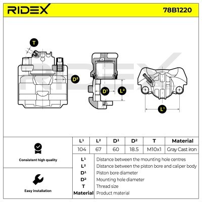 Brake Caliper RIDEX 78B1220 78B1220 - photo 6