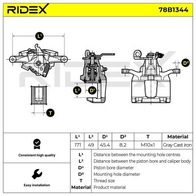 Brake Caliper RIDEX 78B1344 78B1344 - photo 6