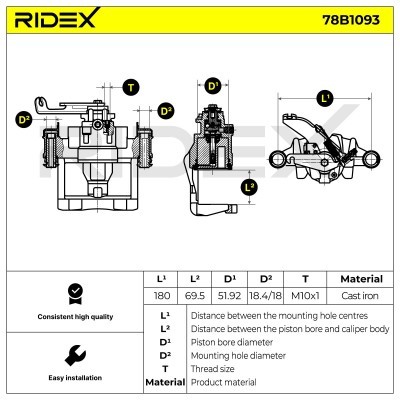 Brake Caliper RIDEX 78B1093 78B1093 - photo 6