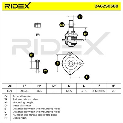 Ball Joint RIDEX 2462S0388 2462S0388 - photo 5