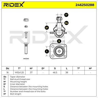 Ball Joint RIDEX 2462S0288 2462S0288 - photo 5