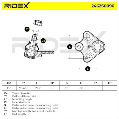 Ball Joint RIDEX 2462S0090 2462S0090 - photo 5