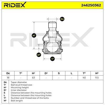 Ball Joint RIDEX 2462S0362 2462S0362 - photo 6