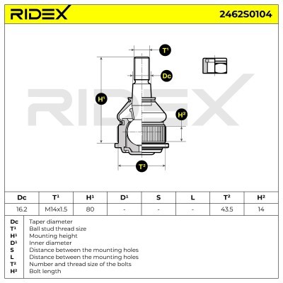Ball Joint RIDEX 2462S0104 2462S0104 - photo 5