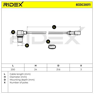Crankshaft Pulse Sensor RIDEX 833C0011 833C0011 - photo 3