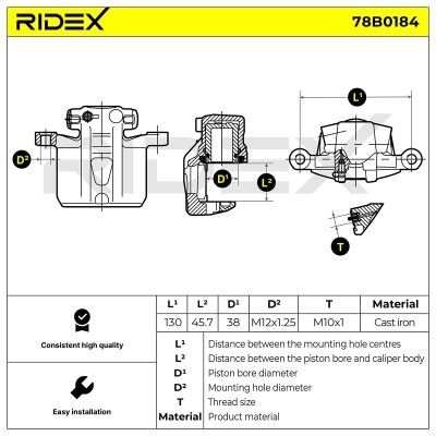 Brake Caliper RIDEX 78B0184 78B0184 - photo 6