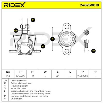 Ball Joint RIDEX 2462S0018 2462S0018 - photo 3