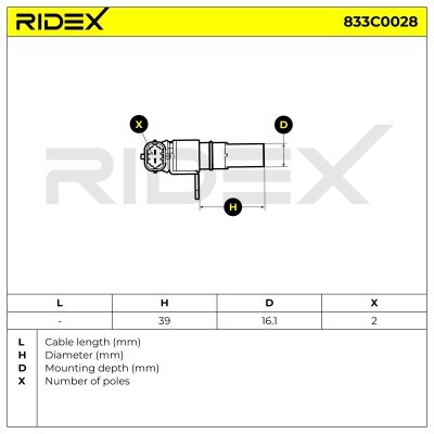 Crankshaft Pulse Sensor RIDEX 833C0028 833C0028 - photo 7
