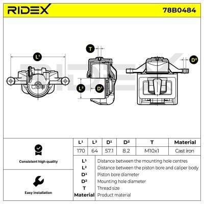 Brake Caliper RIDEX 78B0484 78B0484 - photo 4