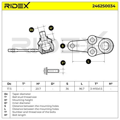 Ball Joint RIDEX 2462S0034 2462S0034 - photo 4