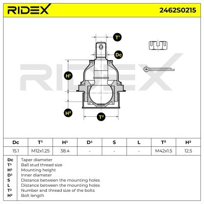Ball Joint RIDEX 2462S0215 2462S0215 - photo 8