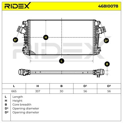 Intercooler, Charger RIDEX 468I0078 468I0078 - photo 6