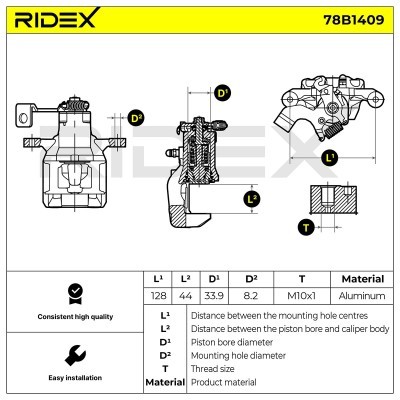 Brake Caliper RIDEX 78B1409 78B1409 - photo 7