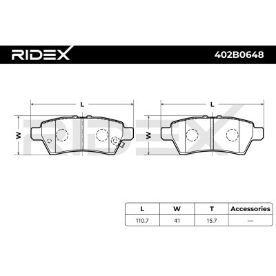Brake Pads Set RIDEX 402B0648 402B0648 - photo 6