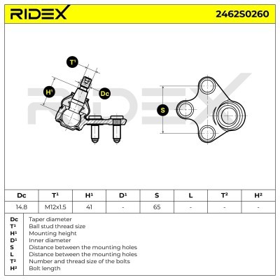 Ball Joint RIDEX 2462S0260 2462S0260 - photo 4