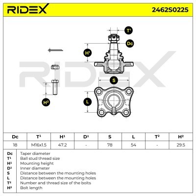 Ball Joint RIDEX 2462S0225 2462S0225 - photo 7