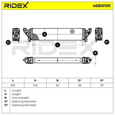Intercooler, Charger RIDEX 468I0105 468I0105 - photo 7