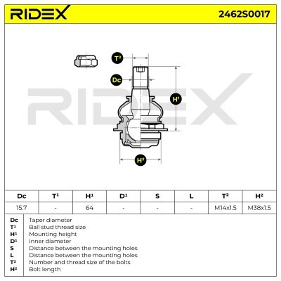 Ball Joint RIDEX 2462S0017 2462S0017 - photo 4