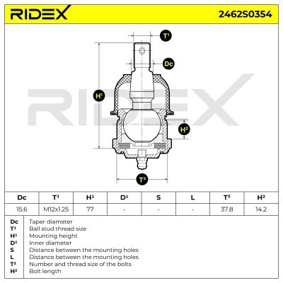 Ball Joint RIDEX 2462S0354 2462S0354 - photo 5