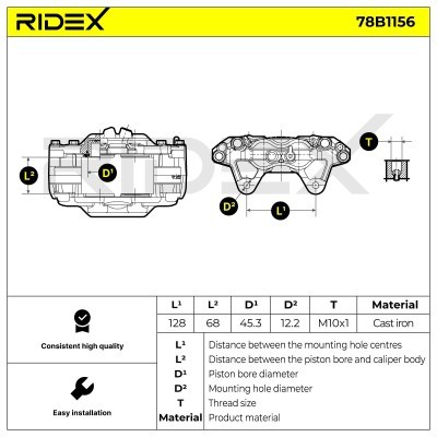 Brake Caliper RIDEX 78B1156 78B1156 - photo 5