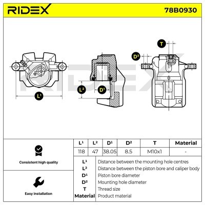 Brake Caliper RIDEX 78B0930 78B0930 - photo 3