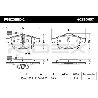 Brake Pads Set RIDEX 402B0657 402B0657 - photo 9