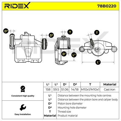 Brake Caliper RIDEX 78B0220 78B0220 - photo 6