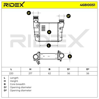 Intercooler, Charger RIDEX 468I0051 468I0051 - photo 6