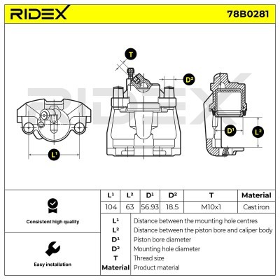Brake Caliper RIDEX 78B0281 78B0281 - photo 5