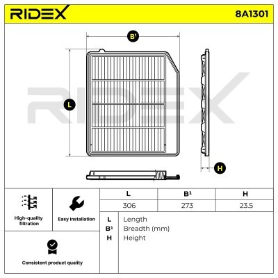 Air Filter RIDEX 8A1301 8A1301 - photo 6
