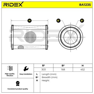 Air Filter RIDEX 8A1235 8A1235 - photo 7