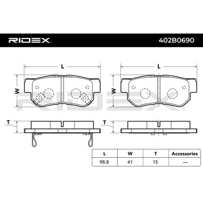 Brake Pads Set RIDEX 402B0690 402B0690 - photo 3