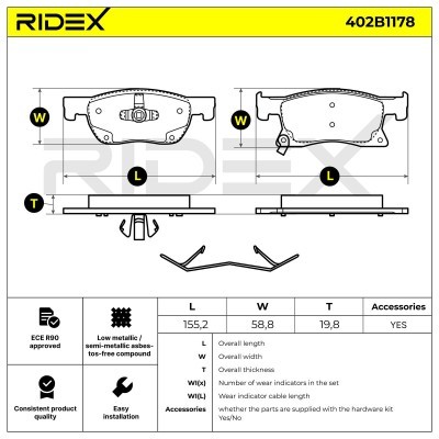 Brake Pads Set RIDEX 402B1178 402B1178 - photo 8