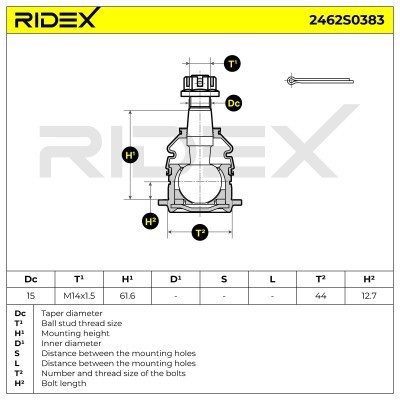 Ball Joint RIDEX 2462S0383 2462S0383 - photo 5