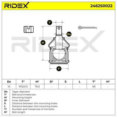 Ball Joint RIDEX 2462S0022 2462S0022 - photo 3