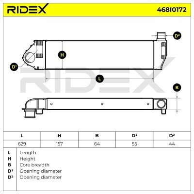 Intercooler, Charger RIDEX 468I0172 468I0172 - photo 7