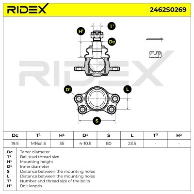 Ball Joint RIDEX 2462S0269 2462S0269 - photo 6