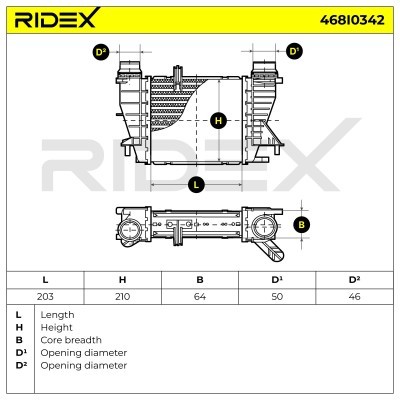 Intercooler, Charger RIDEX 468I0342 468I0342 - photo 6
