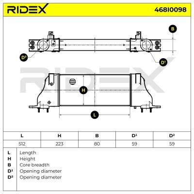 Intercooler, Charger RIDEX 468I0098 468I0098 - photo 4