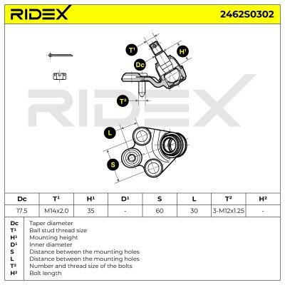 Ball Joint RIDEX 2462S0302 2462S0302 - photo 6