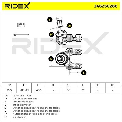Ball Joint RIDEX 2462S0286 2462S0286 - photo 5