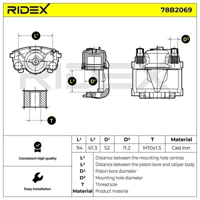 Brake Caliper RIDEX 78B2069 78B2069 - photo 5